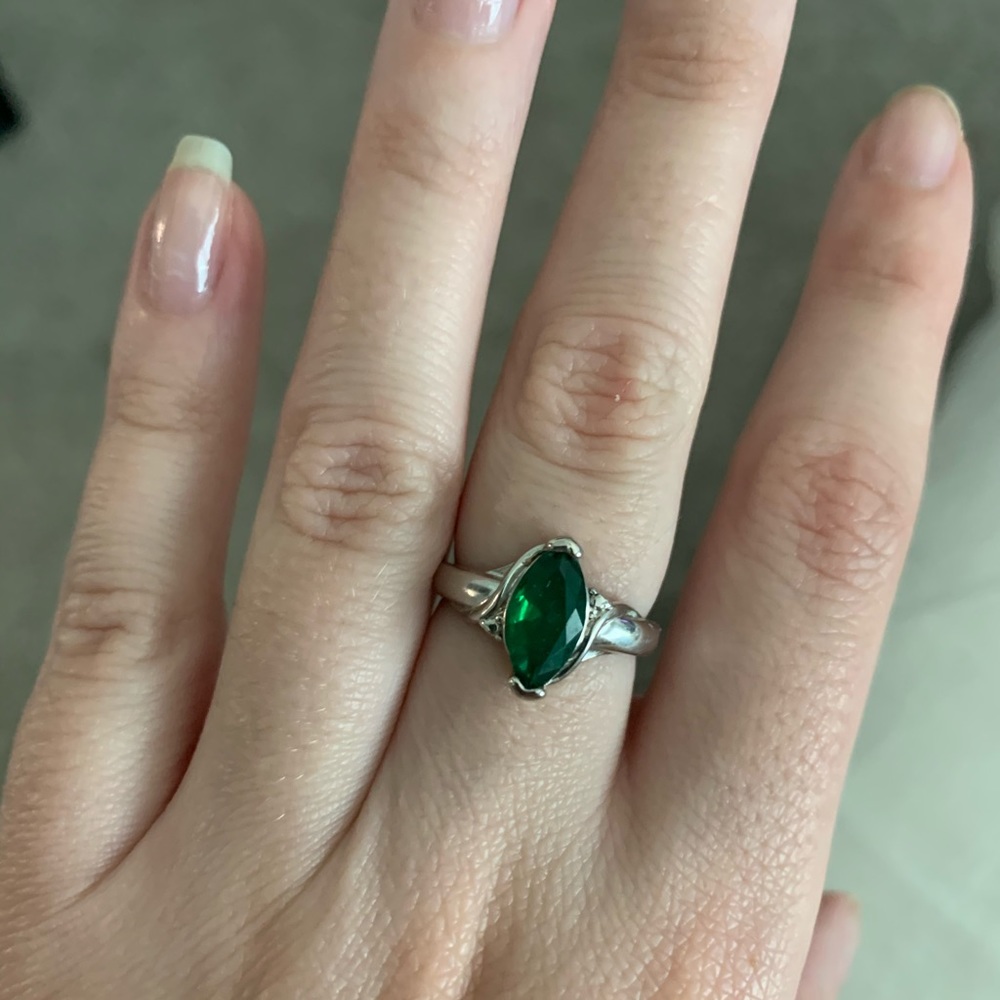 Sterling Silver Faux Emerald Ring